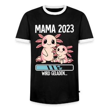 Werdende Mama 2023 - Männer Kontrast-T-Shirt - Schwarz/Weiß - Vorne - AI Model Female 172 light (172cm) & AI Model Male 178 light (178cm)