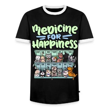 Ma pilule Happy Medicine Every Day - T-shirt contrasté Homme - noir/blanc - Devant - AI Model Female 172 light (172cm) & AI Model Male 178 light (178cm)