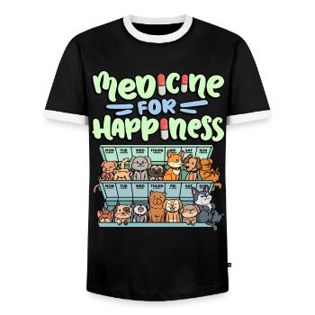Ma pilule Happy Medicine Every Day - T-shirt contrasté Homme - noir/blanc - Devant - AI Model Female 172 light (172cm) & AI Model Male 178 light (178cm)
