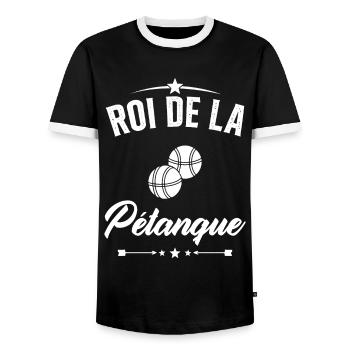 Roi de la Pétanque Humour Cadeau Pétanque - T-shirt contrasté Homme - noir/blanc - Devant - AI Model Female 172 light (172cm) & AI Model Male 178 light (178cm)