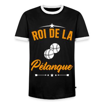 Roi de la Pétanque Humour Cadeau Pétanque - T-shirt contrasté Homme - noir/blanc - Devant - AI Model Female 172 light (172cm) & AI Model Male 178 light (178cm)