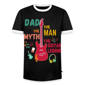 Dad The Guitar Legend - Men's Ringer Shirt - black/white - Front - AI Model Female 172 light (172cm) & AI Model Male 178 light (178cm)