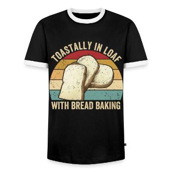 Funny bread baker - Men's Ringer Shirt - black/white - Front - AI Model Female 172 light (172cm) & AI Model Male 178 light (178cm)