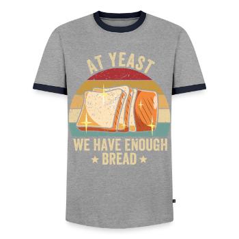 Funny bread baker - Men's Ringer Shirt - grey/navy  - Front - AI Model Female 172 light (172cm) & AI Model Male 178 light (178cm)