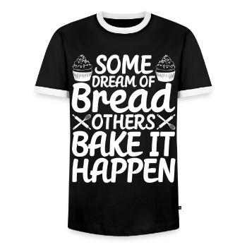 Funny bread baker - Men's Ringer Shirt - black/white - Front - AI Model Female 172 light (172cm) & AI Model Male 178 light (178cm)