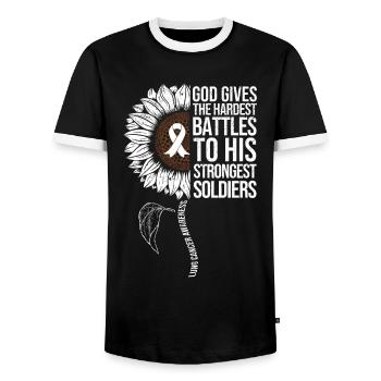 Lungenkrebs Awareness Sonnenblume - Männer Kontrast-T-Shirt - Schwarz/Weiß - Vorne - AI Model Female 172 light (172cm) & AI Model Male 178 light (178cm)