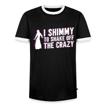 I Shimmy To Shake Off The Crazy - Belly Dance - Men's Ringer Shirt - black/white - Front - AI Model Female 172 light (172cm) & AI Model Male 178 light (178cm)
