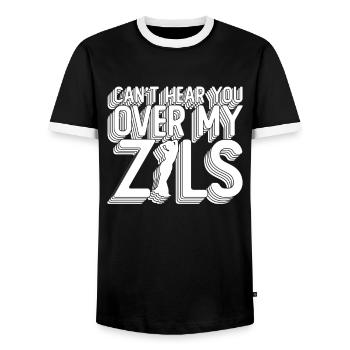 Can't Hear You Over My Zils - Belly Dancer - Men's Ringer Shirt - black/white - Front - AI Model Female 172 light (172cm) & AI Model Male 178 light (178cm)