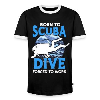 Scuba Diving Gift Underwater Scuba Diver - Men's Ringer Shirt - black/white - Front - AI Model Female 172 light (172cm) & AI Model Male 178 light (178cm)