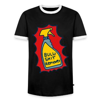 Cleaner, Bullshit Remover - Men's Ringer Shirt - black/white - Front - AI Model Female 172 light (172cm) & AI Model Male 178 light (178cm)