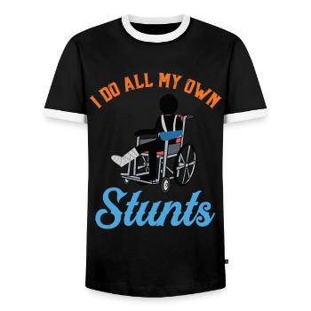 I Do All My Own Stunts - Männer Kontrast-T-Shirt - Schwarz/Weiß - Vorne - AI Model Female 172 light (172cm) & AI Model Male 178 light (178cm)