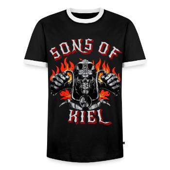 Kiel Biker Geschenk fils de Kiel - T-shirt contrasté Homme - noir/blanc - Devant - AI Model Female 172 light (172cm) & AI Model Male 178 light (178cm)