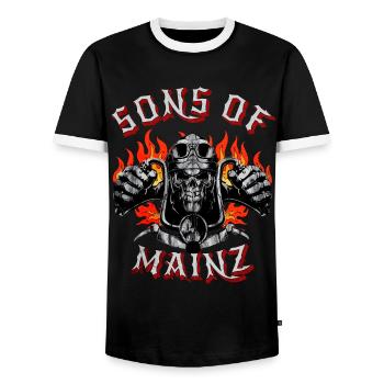Mainz Biker Geschenk sons of Mainz - Men's Ringer Shirt - black/white - Front - AI Model Female 172 light (172cm) & AI Model Male 178 light (178cm)