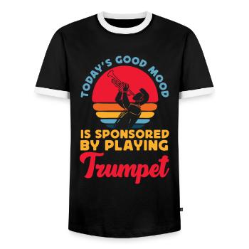 Trumpet Player Vintage Retro - Männer Kontrast-T-Shirt - Schwarz/Weiß - Vorne - AI Model Female 172 light (172cm) & AI Model Male 178 light (178cm)