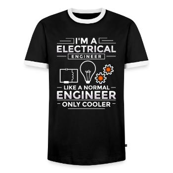 Electrical Engineering Engineer Research Development - Men's Ringer Shirt - black/white - Front - AI Model Female 172 light (172cm) & AI Model Male 178 light (178cm)