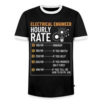 Electrical Engineering Engineer Research Development - Men's Ringer Shirt - black/white - Front - AI Model Female 172 light (172cm) & AI Model Male 178 light (178cm)