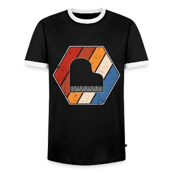 Klavier Retro - Männer Kontrast-T-Shirt - Schwarz/Weiß - Vorne - AI Model Female 172 light (172cm) & AI Model Male 178 light (178cm)