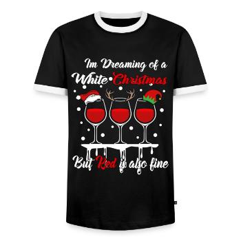 I'm Dreaming of a White Christmas but Red is also - Men's Ringer Shirt - black/white - Front - AI Model Female 172 light (172cm) & AI Model Male 178 light (178cm)