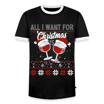 Tout ce que je mets en jachère pour Noël, c’est du VIN - T-shirt contrasté Homme - noir/blanc - Devant - AI Model Female 172 light (172cm) & AI Model Male 178 light (178cm)