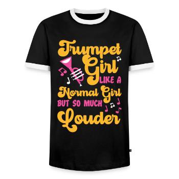 Trumpet Player Girl Trumpet Girl - Männer Kontrast-T-Shirt - Schwarz/Weiß - Vorne - AI Model Female 172 light (172cm) & AI Model Male 178 light (178cm)