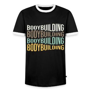 culturisme - T-shirt contrasté Homme - noir/blanc - Devant - AI Model Female 172 light (172cm) & AI Model Male 178 light (178cm)