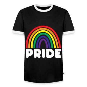 LGBT Human Human Rainbow Gift Idea - Men's Ringer Shirt - black/white - Front - AI Model Female 172 light (172cm) & AI Model Male 178 light (178cm)