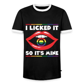 LGBT Human Human Rainbow Gift Idea - Men's Ringer Shirt - black/white - Front - AI Model Female 172 light (172cm) & AI Model Male 178 light (178cm)