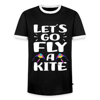 Kite flying hobby | Hang Gliding Gift Idea - Men's Ringer Shirt - black/white - Front - AI Model Female 172 light (172cm) & AI Model Male 178 light (178cm)
