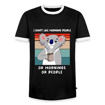 I hate Morning People And Mornings And People Kaff - Men's Ringer Shirt - black/white - Front - AI Model Female 172 light (172cm) & AI Model Male 178 light (178cm)