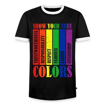 Montrez vos vraies couleurs Lgbt Proud Rainbow - T-shirt contrasté Homme - noir/blanc - Devant - AI Model Female 172 light (172cm) & AI Model Male 178 light (178cm)