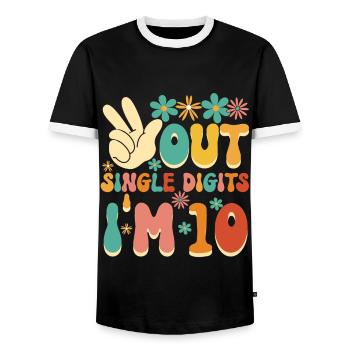 Peace Out Single Digits I'm 10 Flower 10th - Männer Kontrast-T-Shirt - Schwarz/Weiß - Vorne - AI Model Female 172 light (172cm) & AI Model Male 178 light (178cm)
