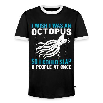 Octopus Octopus Sea Tentacle Octopus Octopus Octopus - Men's Ringer Shirt - black/white - Front - AI Model Female 172 light (172cm) & AI Model Male 178 light (178cm)