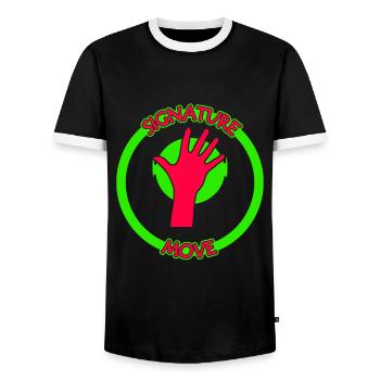 signature move face palm green red - Men's Ringer Shirt - black/white - Front - AI Model Female 172 light (172cm) & AI Model Male 178 light (178cm)