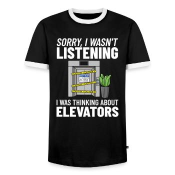 Elevator Elevator Technician Elevator Elevator - Men's Ringer Shirt - black/white - Front - AI Model Female 172 light (172cm) & AI Model Male 178 light (178cm)