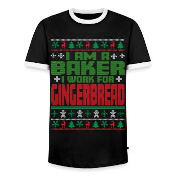 Bäcker Weihnachten Spruch - Männer Kontrast-T-Shirt - Schwarz/Weiß - Vorne - AI Model Female 172 light (172cm) & AI Model Male 178 light (178cm)