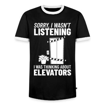 Elevator Elevator Technician Elevator Elevator - Men's Ringer Shirt - black/white - Front - AI Model Female 172 light (172cm) & AI Model Male 178 light (178cm)
