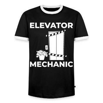 Elevator Elevator Technician Elevator Elevator - Men's Ringer Shirt - black/white - Front - AI Model Female 172 light (172cm) & AI Model Male 178 light (178cm)