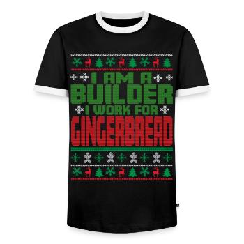 Construction worker Christmas quote - Men's Ringer Shirt - black/white - Front - AI Model Female 172 light (172cm) & AI Model Male 178 light (178cm)