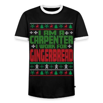 Carpenter Christmas Saying - Men's Ringer Shirt - black/white - Front - AI Model Female 172 light (172cm) & AI Model Male 178 light (178cm)