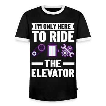 Elevator Elevator Technician Elevator Elevator - Men's Ringer Shirt - black/white - Front - AI Model Female 172 light (172cm) & AI Model Male 178 light (178cm)