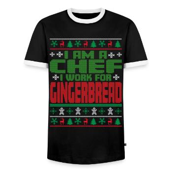Chef Christmas Quote - Men's Ringer Shirt - black/white - Front - AI Model Female 172 light (172cm) & AI Model Male 178 light (178cm)