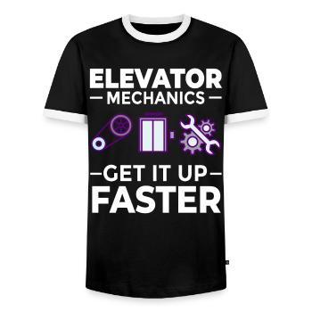 Elevator Elevator Technician Elevator Elevator - Men's Ringer Shirt - black/white - Front - AI Model Female 172 light (172cm) & AI Model Male 178 light (178cm)