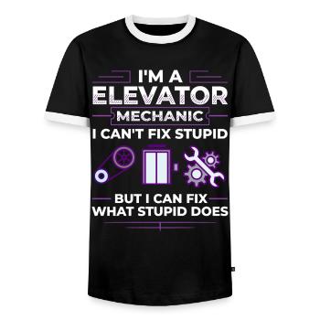 Elevator Elevator Technician Elevator Elevator - Men's Ringer Shirt - black/white - Front - AI Model Female 172 light (172cm) & AI Model Male 178 light (178cm)