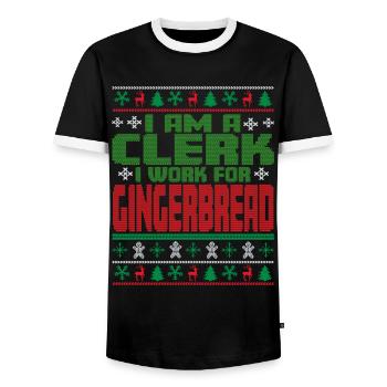 Dicton de Noël du greffier - T-shirt contrasté Homme - noir/blanc - Devant - AI Model Female 172 light (172cm) & AI Model Male 178 light (178cm)