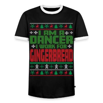 Dancer Christmas Saying - Men's Ringer Shirt - black/white - Front - AI Model Female 172 light (172cm) & AI Model Male 178 light (178cm)