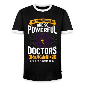 Epilepsy Convulsive disease Epileptic seizure - Men's Ringer Shirt - black/white - Front - AI Model Female 172 light (172cm) & AI Model Male 178 light (178cm)