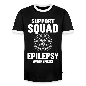 Epilepsy Convulsive disease Epileptic seizure - Men's Ringer Shirt - black/white - Front - AI Model Female 172 light (172cm) & AI Model Male 178 light (178cm)