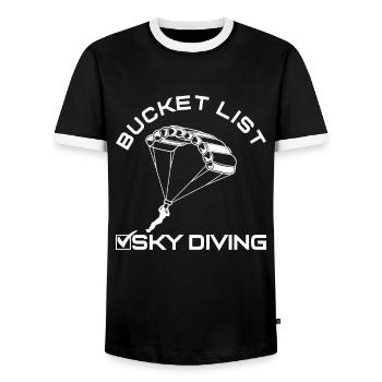 Bucket List Sky Diving Fallschirm - Männer Kontrast-T-Shirt - Schwarz/Weiß - Vorne - AI Model Female 172 light (172cm) & AI Model Male 178 light (178cm)