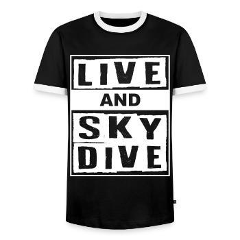 Live And Skydive Fallschirm - Männer Kontrast-T-Shirt - Schwarz/Weiß - Vorne - AI Model Female 172 light (172cm) & AI Model Male 178 light (178cm)