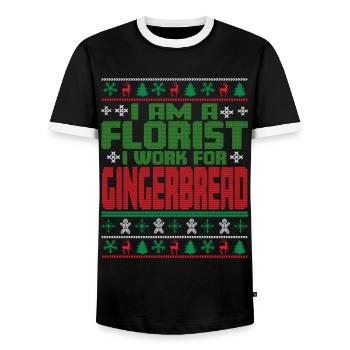 Florist Christmas Saying - Men's Ringer Shirt - black/white - Front - AI Model Female 172 light (172cm) & AI Model Male 178 light (178cm)